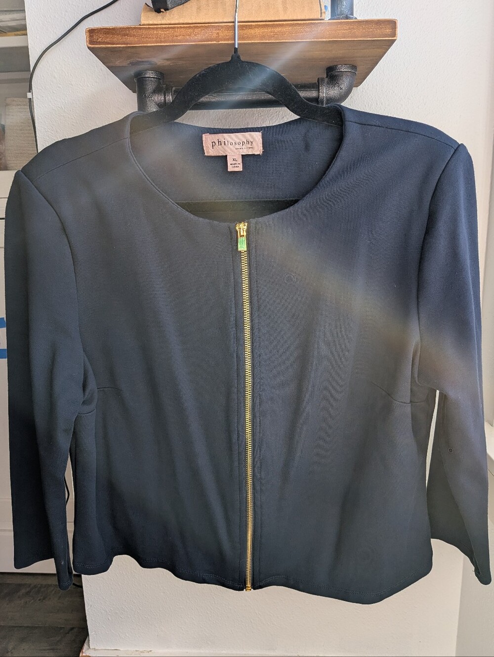 Philosophy Republic Navy Blue Full Zip Jacket Cardigan XL Gold Zip
